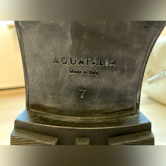 Aquatalia Lilah Leather Mid-Calf Boots Cream 7 - Picture 15 of 15